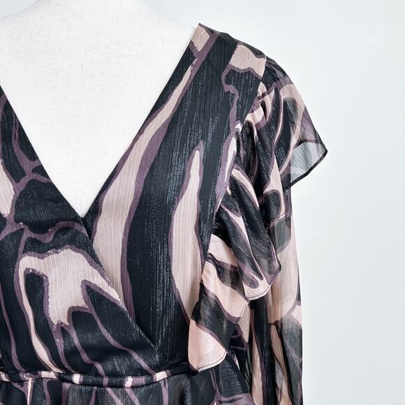 Ted Baker Jasmyna Ruffle V-Neck Metallic Blouse - Picture 4 of 11